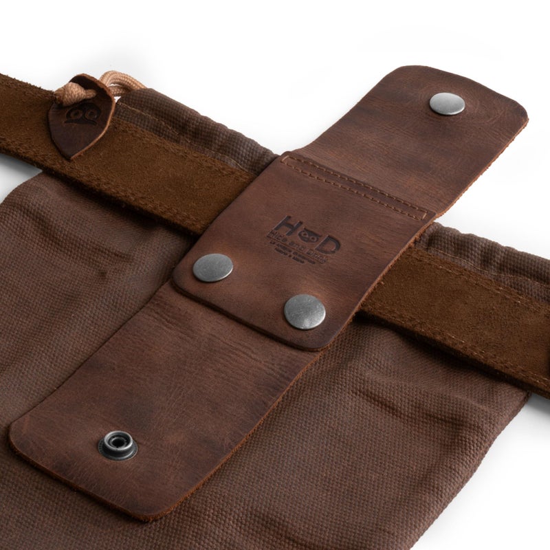 Hide & Drink, Foraging Pouch (Collapsible) for Hiking, Treasures & Seashells Bag, Easy Looping Around Belts, Grocery Storage, Waxed Canvas, Handmade, Honey Bourbonn - Image 3